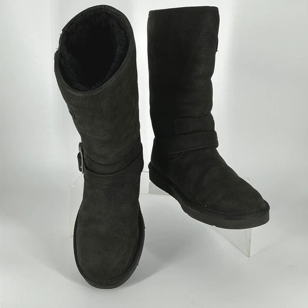UGG‎ Australia Size 6 Black Sutter Kensington Moto Boots Water-resistant leather